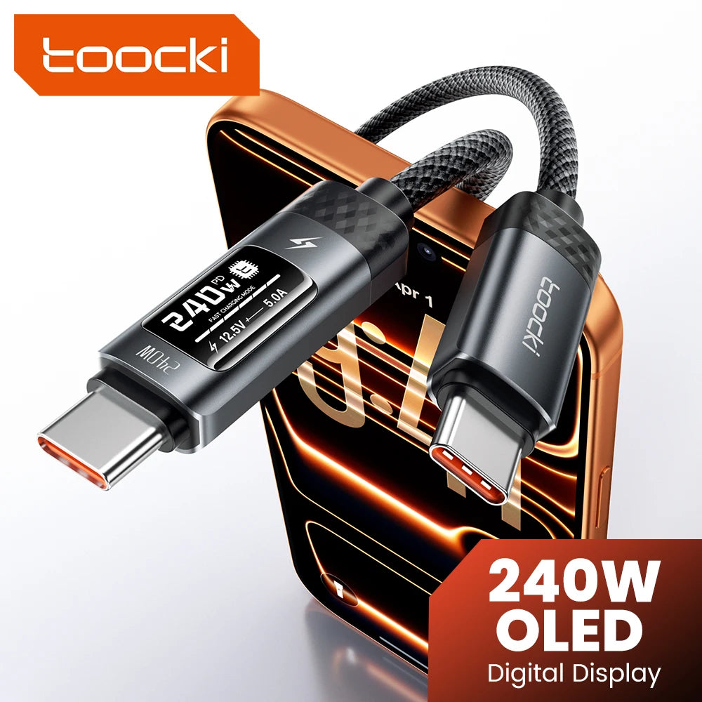Toocki X111 240W USB C Cable Fast Charging PD3.1 OLED Digital Display Type C to Type C Cable For Macbook iPhone 17 Samsung S25