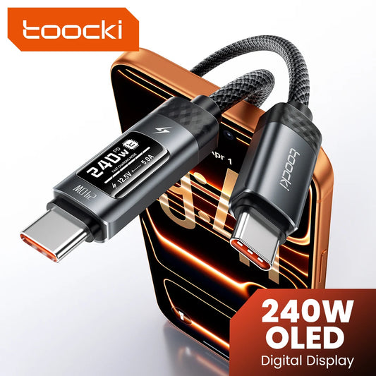 Toocki X111 240W USB C Cable Fast Charging PD3.1 OLED Digital Display Type C to Type C Cable For Macbook iPhone 17 Samsung S25