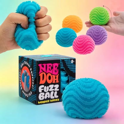 2026 New Model NeeDoh Fuzz Ball Wonder Waves Sensory Squeeze Toy Textured Stress Relief Fidget Ball for Adults Kids Toy
