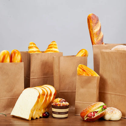 Wholesale Kraft Paper Bags Food Small Gift Sandwich Bread bag Hamburger Baking Takeaway Pouches Lunch Grocery Packaging Bag