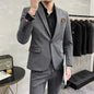 High-End Men's 3-Piece Smart Casual Business Suit Set with Vest Trousers British Dress for Party Wedding Elegant