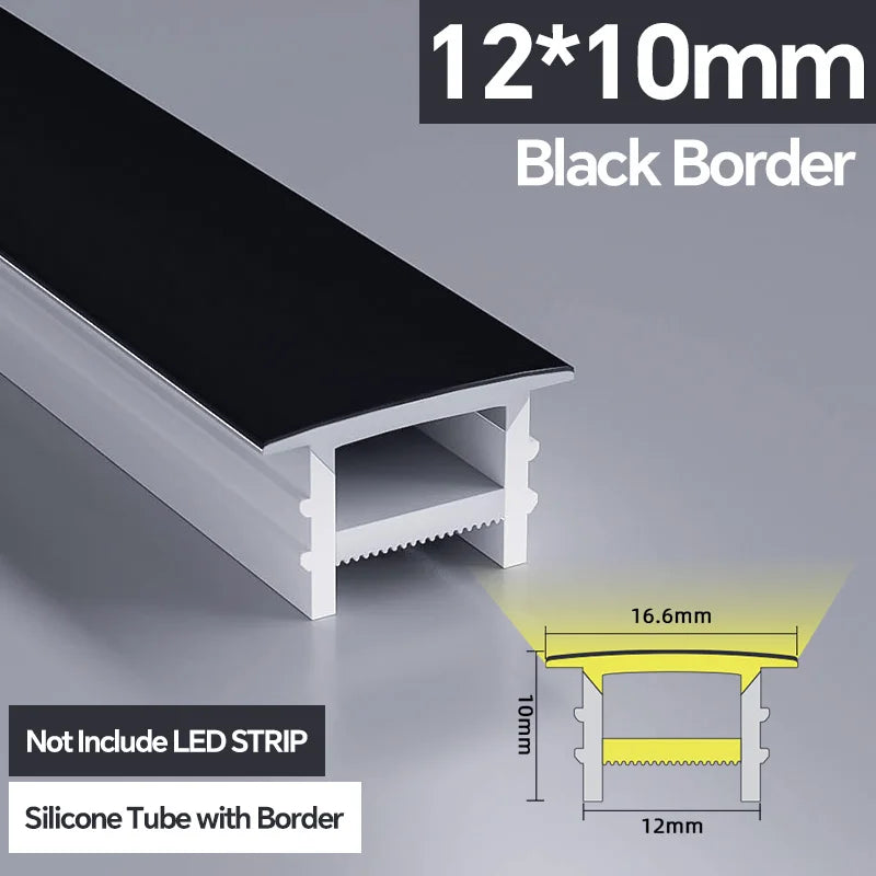 1M-10M LED Neon Rope Tube Soft Silicone Diffuser Channel Black/White Flexible Ribbon Strip Light for Recessed Channel