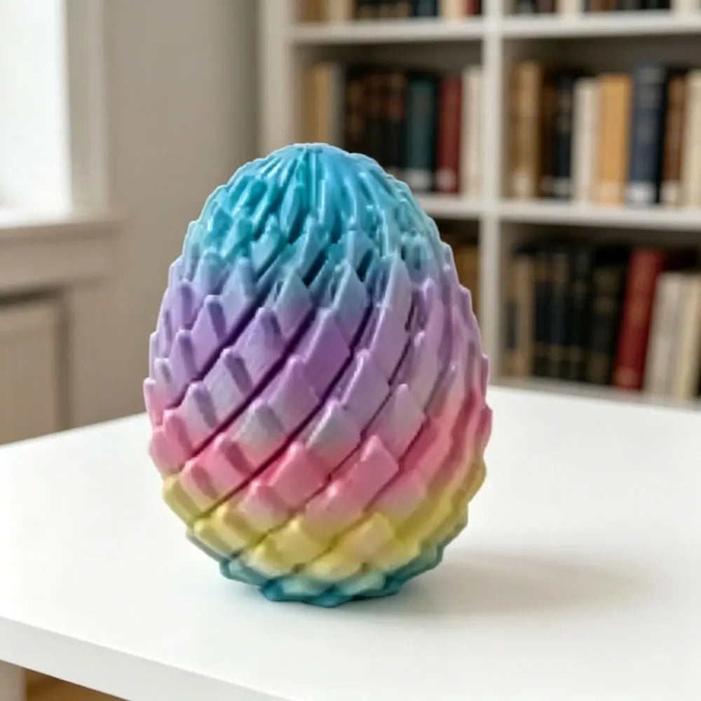 3D printed dragon egg stress relief model, deformable twist egg, creative fidget toy desk ornament.