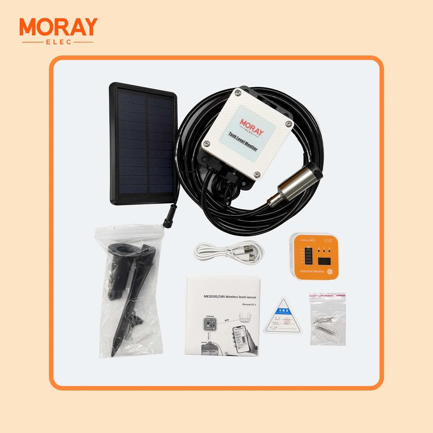 5M ME202RSP Solar Panel Tuya Mobile App Submersible LED Temperature Display Alarm Indicator RemoteTank Liquid Level Sensor