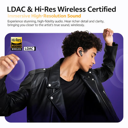 QCY MeloBuds N70 Adaptacyjne ANC Bezprzewodowe słuchawki douszne Bluetooth 6.0 LDAC Hi-Res Audio 6 mikrofonów Ładowanie bezprzewodowe Słuchawki 50 godzin IPX5