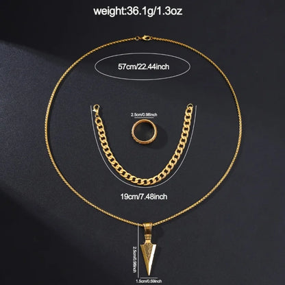 4 Pcs/Set Fashion Men's Watches  Alloy Men Quartz Wrist Watch Casual Business Mens Clock Necklace Bracelet Ring Set