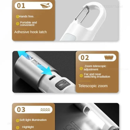 Outdoor Strong Lights Flashlight Camping Emergency Household High Brightness Multifunctional Rechargeable With Side Light