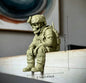 Sitting Tactical Skull Soldier Cool Ornament Home Office Military Skull Soldier Figurine Whimsical Seated Warrior Ornament Decor