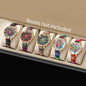 1/2/3/5PCS Fashion Women Watches Vintage Flowers Printed PU Strap Quartz Watch Reloj Mujer（Without Box）