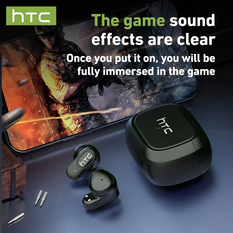 【AI Translator Earbuds】HTC NE51 Bluetooth Earphones TWS In-Ear Sport Wireless Headphones Long Life with Mic Ultralight Earbuds