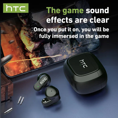 【AI Translator Earbuds】HTC NE51 Bluetooth Earphones TWS In-Ear Sport Wireless Headphones Long Life with Mic Ultralight Earbuds