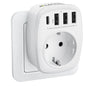 LENCENT EU Plug Power Strip with  3 AC Outlets +3 USB Charging Ports+ 1 Type C 5V 2.4A  Adapter 7-in-1 Plug Socket On/Off Switch