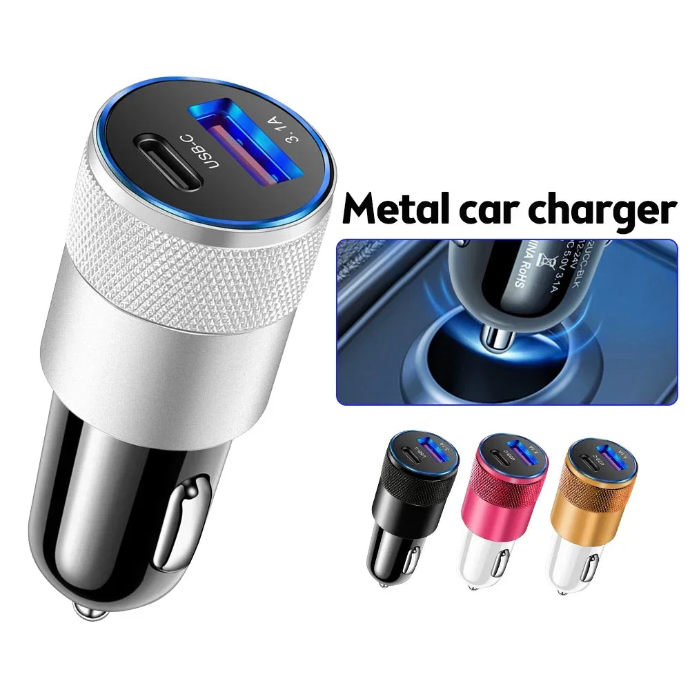 66W Car USB Adapter Fast Super Car Charger Cigarette Lighter PD USB Car Charger Auto Parts Accessories For iPhone Xiaomi Samsung