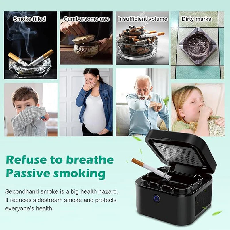 Multifuntional Ashtray Air Purifier Smokless  Smoke Removing ,USB Chargeable Smokeless Ashtray Indoor,Outdoor,Home,Office