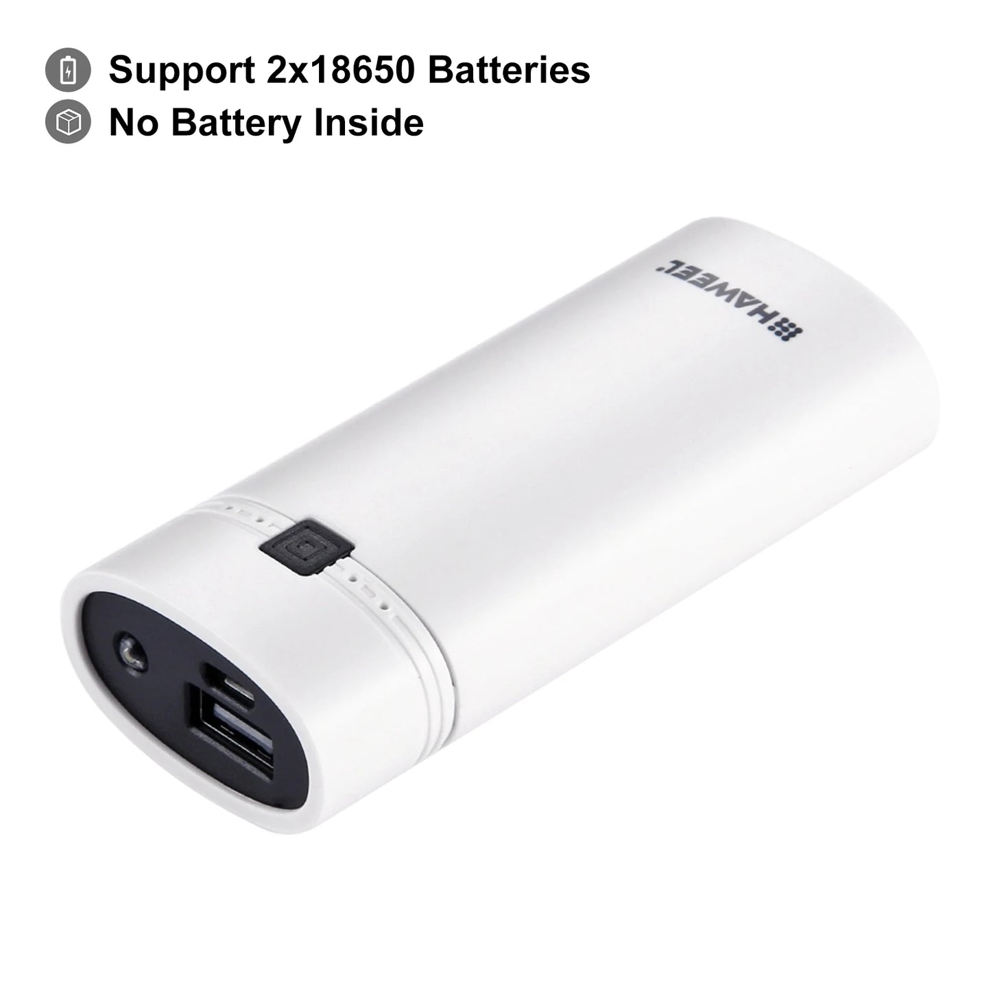 HAWEEL DIY 2x 18650 Battery (Not Included) 5600mAh Power Bank Shell Box with USB Output & Indicator Charging Box for Smartphone
