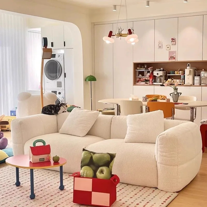 Homestay compressed fabric sofa, small apartment removable and washable large white sofa bed customized multi-function