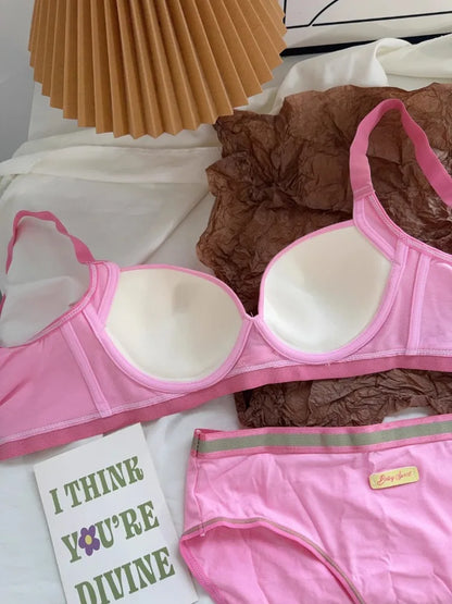 YUQI Dopamine Pink Plus Size Bra - Big Bust Lift | Anti-Sag Non-Trace Thin Lingerie Wireless Push Up Comfort Sexy Support