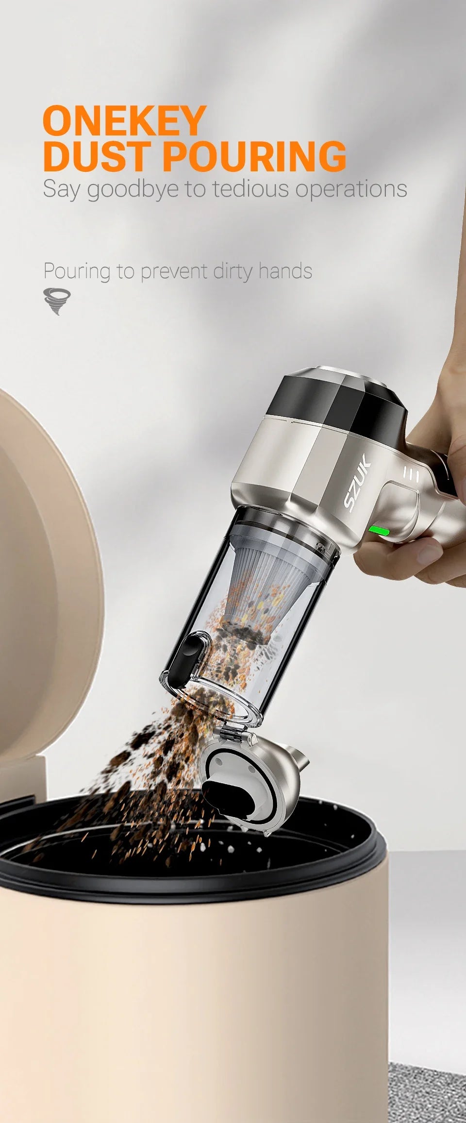 SZUK NEW C017MAX Car Vacuum Cleaner Wireless Mini Handheld Strong Suction Cleaning Machine Portable Vacuum Cleaner for Car Home