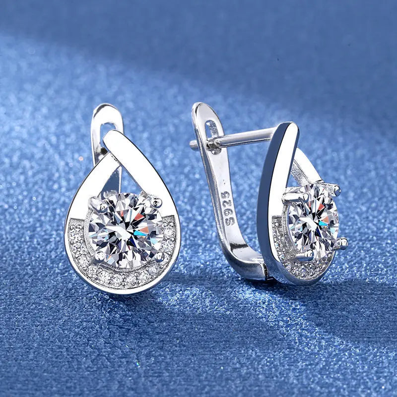 925 Sterling Silver Earrings Jewelry High Quality Retro Simple Pattern Purple White Zircon Earrings Hot Sale