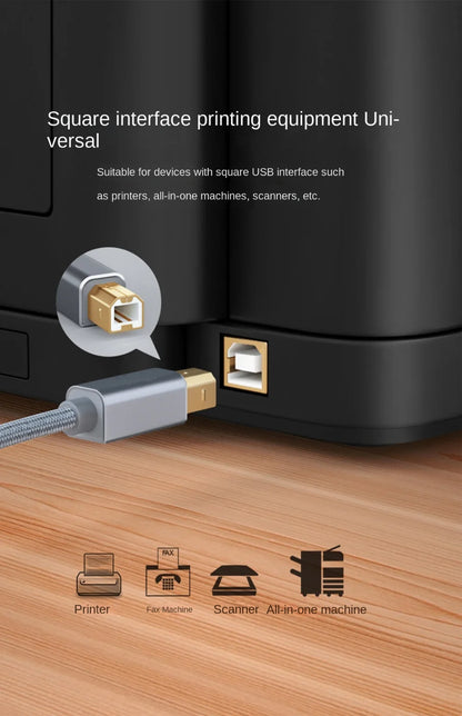 Kabel USB C do USB B 2.0 do drukarki, pleciony kabel do drukarki/skanera Epson HP Canon Brother MacBook Pro Samsung MIDI Controller