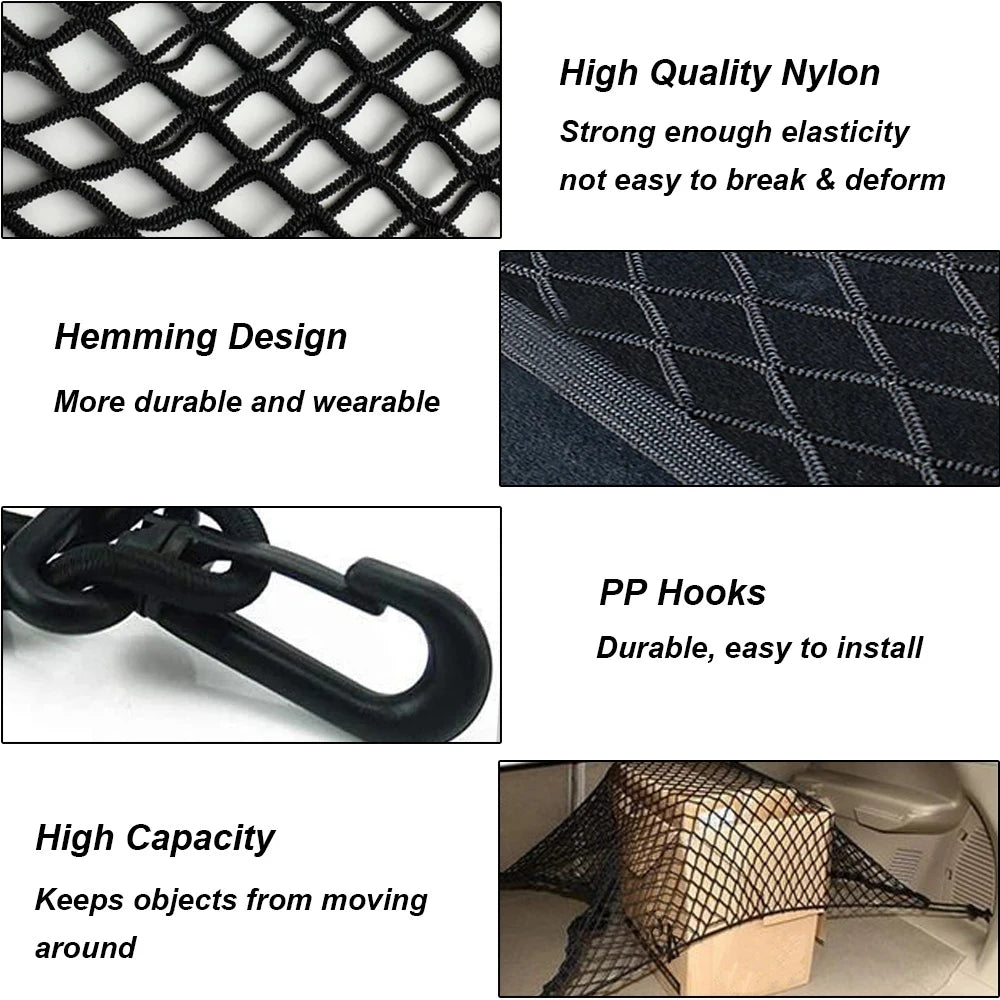 Car Trunk Network Mesh for Toyota Corolla Verso AR10 2004~2009 Luggage Fixed Hook Elastic Storage Cargo Net Organize Accessories