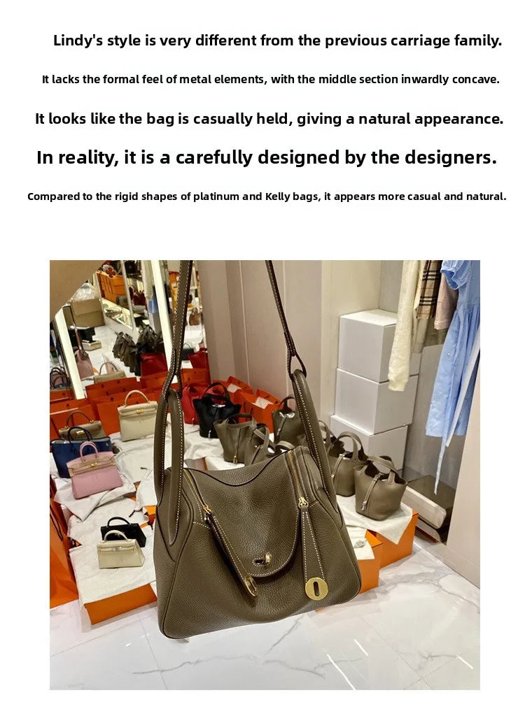 Women's Handbag 2025 New Style Top Layer Cowhide Leather Lundy Mini Doctor Bag Genuine Leather Handbag Single Shoulder Crossb...