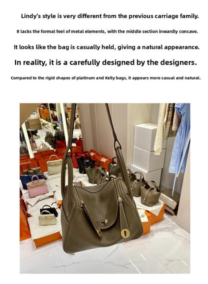 Women's Handbag 2025 New Style Top Layer Cowhide Leather Lundy Mini Doctor Bag Genuine Leather Handbag Single Shoulder Crossb...