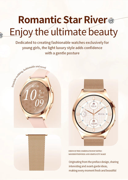 LIGE Luxury Smart Watch For Woman 1.27" Bluetooth Call Custom Dial Women's Bracelet Sports Health Monitor Smartwatch Ladies Gift