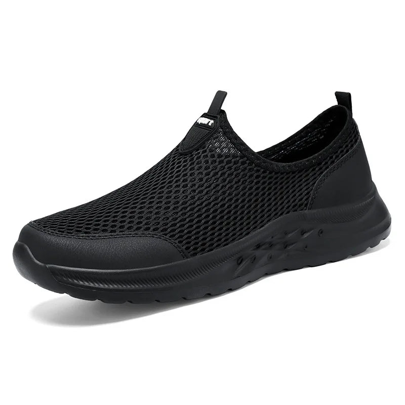 Men's Summer New Mesh Breathable Anti-Odor Slip-On Casual Shoes Lightweight Comfort Dad Walking Flats Soft Sole Outdoor Loafers