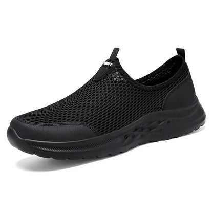 Men's Summer New Mesh Breathable Anti-Odor Slip-On Casual Shoes Lightweight Comfort Dad Walking Flats Soft Sole Outdoor Loafers
