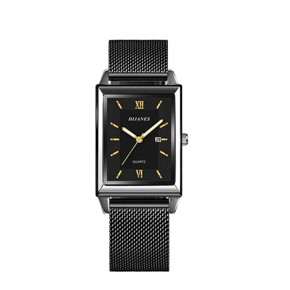 Men's Calendar Date Sport & Leisure Leather Clock 2023 Luxury Business Golden Stainless Steel Mesh Band Quartz Man Watches