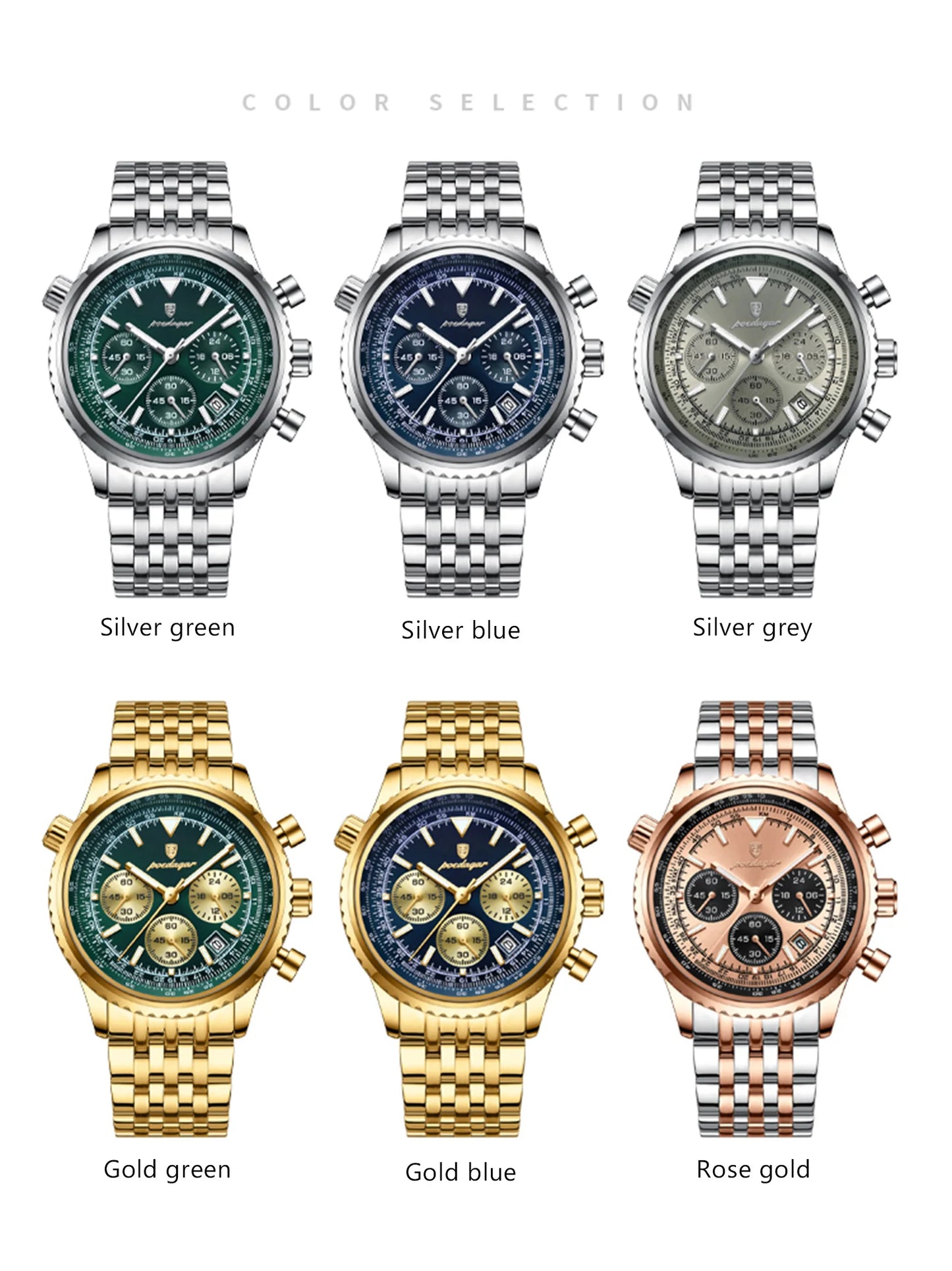 POEDAGAR Luxury Fashion Men Watch Stainless Steel Waterproof Luminous Quartz Male Clock Date Chronograph Military Men's Watches