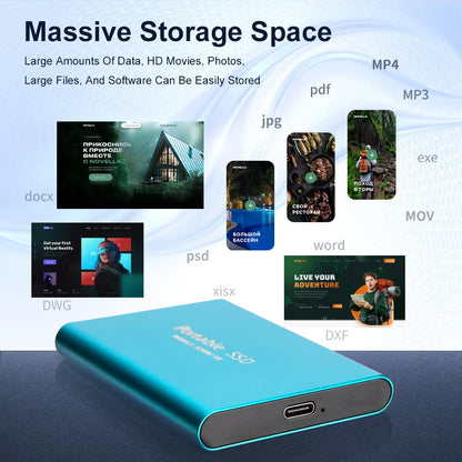 Large Capacity External SSD 2TB/4TB/128TB Type-C USB3.2 Portable Solid Disk Fast Transfer for Mac Desktop PC