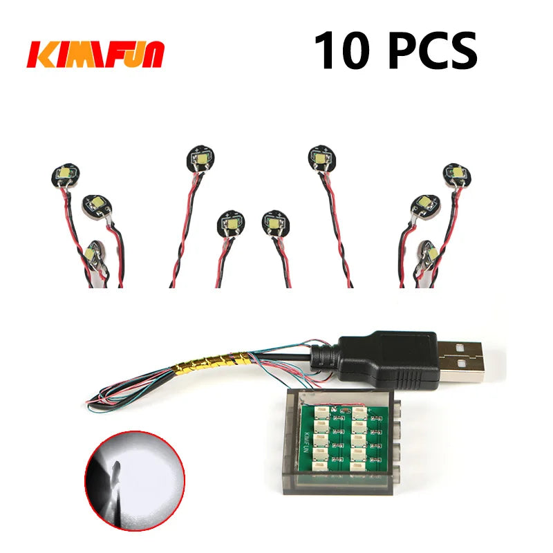 10PCS 0.8mm Pin RGB LED For LEGO Building Blocks USB Lamp DIY Street Light City Electric Decorate 1X1 Brick Compatible All Brand