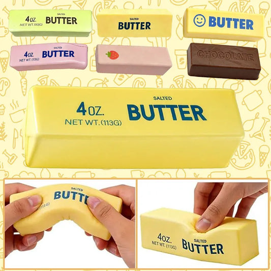 Soft Silicone Food Squishy Toy Butter Chocolate Block Slow Rebound Squeeze Toy Anxiety Relief Sensory Fidget Toy for Adults Gift