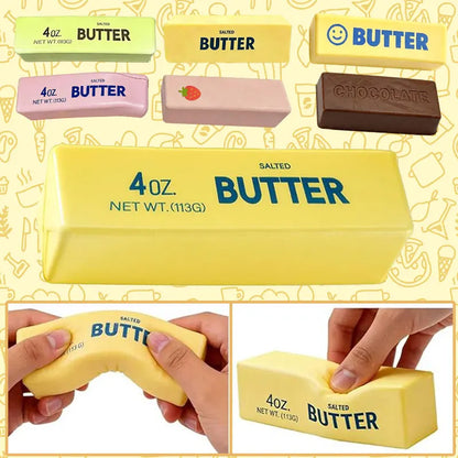 Soft Silicone Food Squishy Toy Butter Chocolate Block Slow Rebound Squeeze Toy Anxiety Relief Sensory Fidget Toy for Adults Gift