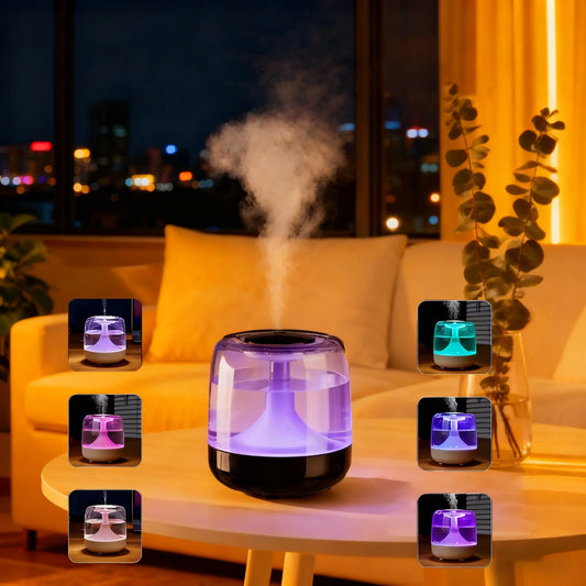 Large spray mute colorful light transparent water tank aromatherapy humidifier indoor portable bedroom air humidifier