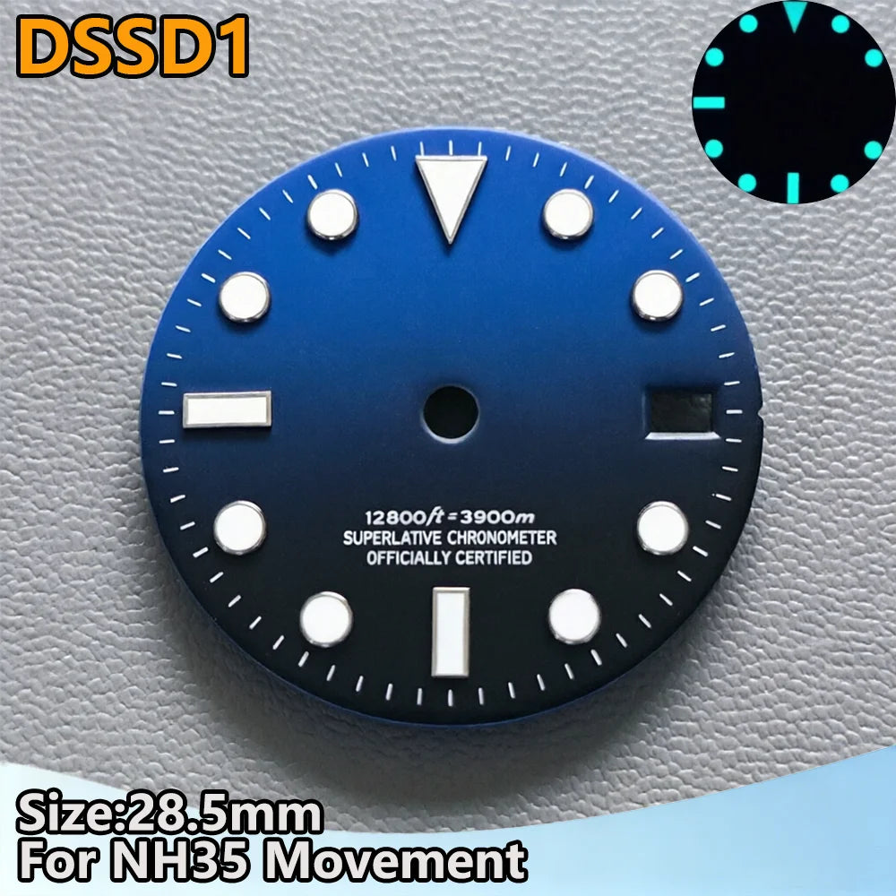 28.5mm NH35 Watch Dial Luminous Dials Single Calendar Dial Suitable For NH35 Movement Can Support DIY Dial Customization Logo