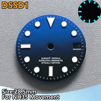 28.5mm NH35 Watch Dial Luminous Dials Single Calendar Dial Suitable For NH35 Movement Can Support DIY Dial Customization Logo