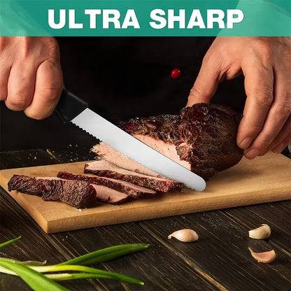 1/2/4/6/8PCS,Serrated Steak knife Round Tip Fruit Vegetable Paring Baking Toast Serrated Bread Knives Kitchen Stuff Baking Tools