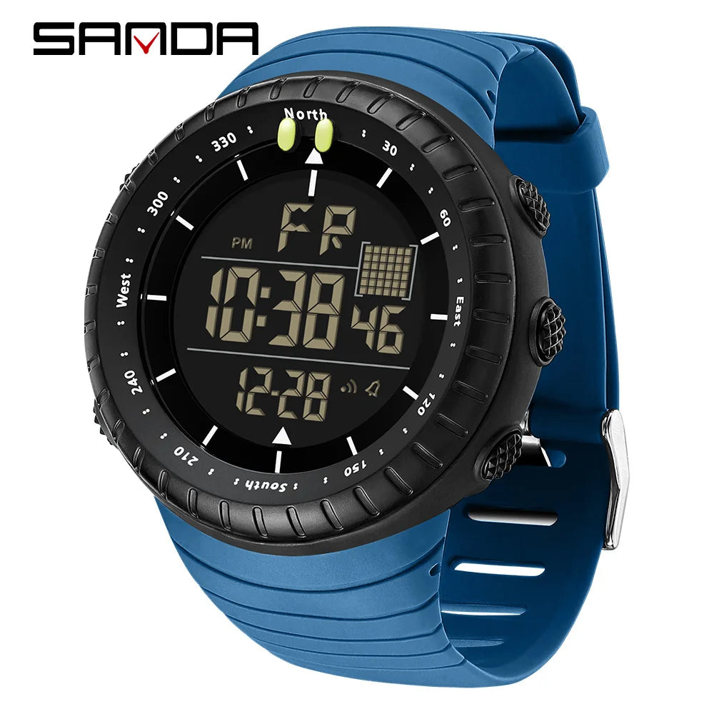 SANDA New 6256 Men's Electronic Watch Large Dial Outdoor Waterproof Sports Watch Night Light Alarm Clock Multi functional Watch