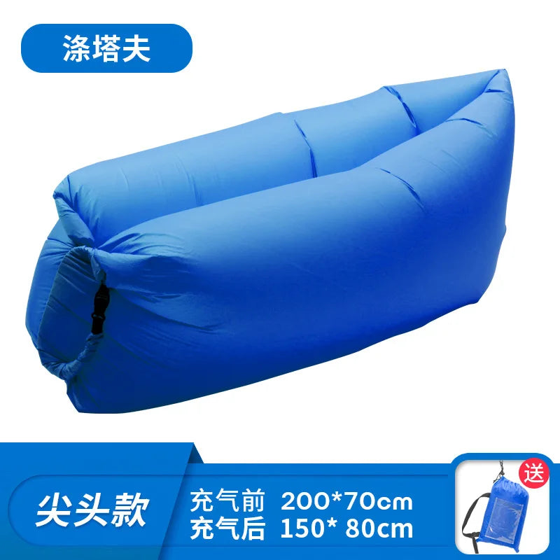 Pillow style inflatable sofa, outdoor portable lazy air sofa, foldable inflatable bed, sleeping bag