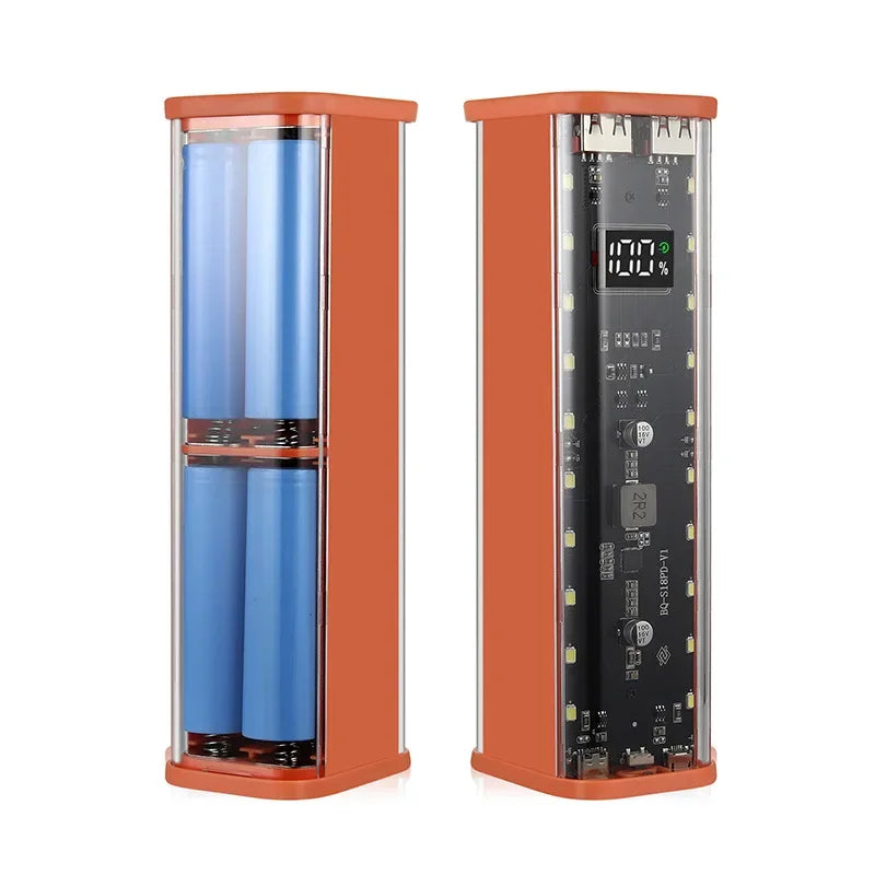 8*18650 Power Bank Case 22.5W Fast Charging USB C Battery Storage Box Transparent DIY Shell for iPhone Xiaomi Samsung