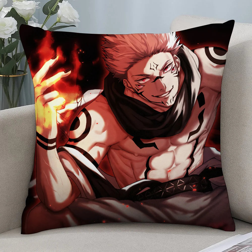 J-Jujutsu Kaisen Ryomen SukunaS Pillow Case Short Plush Pillow Covers Sofa Decor Gift Home Double-sided Printing Cushion Cover
