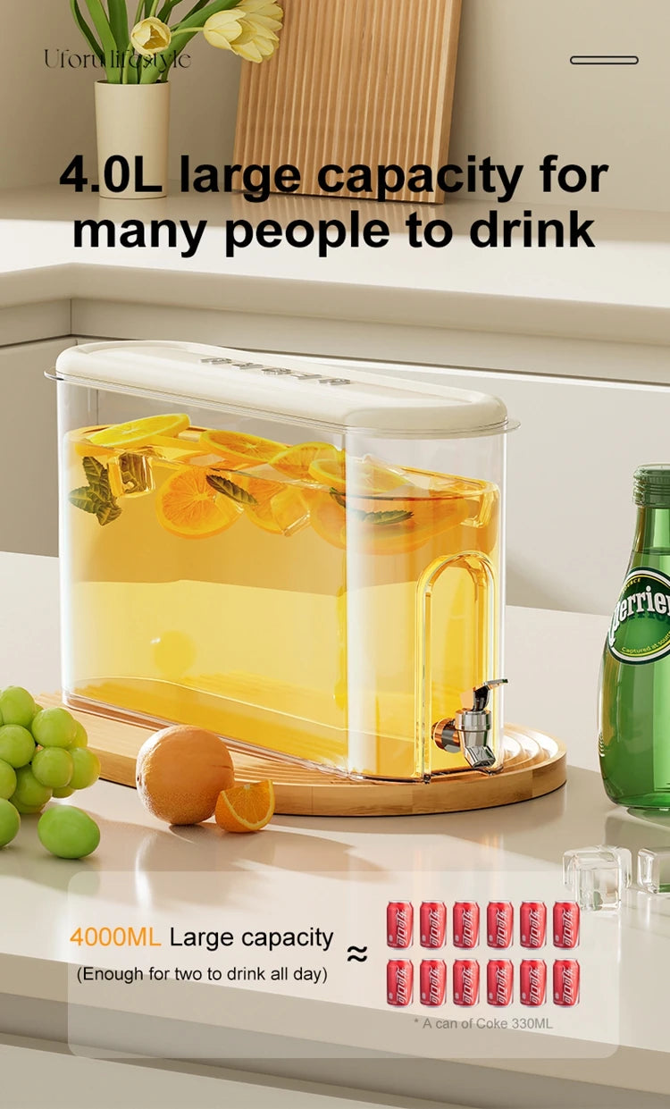 UFORU Leakproof Refrigerator Water Jug Large Capacity Food Grade Beverage Dispenser with Tap for Kitchen Fridge