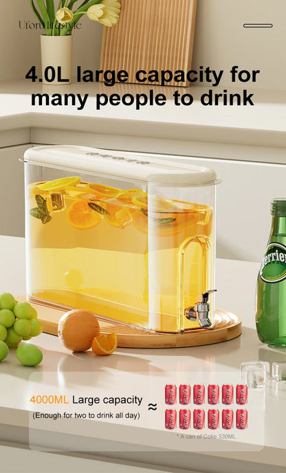 UFORU Leakproof Refrigerator Water Jug Large Capacity Food Grade Beverage Dispenser with Tap for Kitchen Fridge
