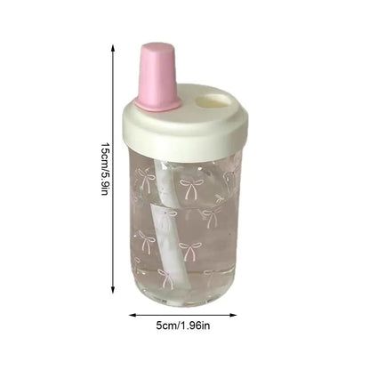 500/700Ml Pink Bow Water Cup With Straw Coffee Bubble Milk Tea Plastic Cup Large Capacity Students Water Bottle Straw Bottle