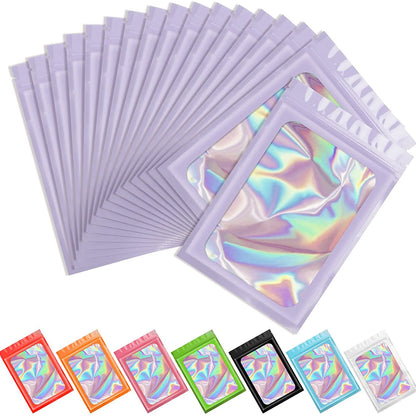 50pcs pack Mylar Bags Laser Color Plastic Packaging Mini Pouch Resealable ZipLock Smell Proof Coffee Herb Powder