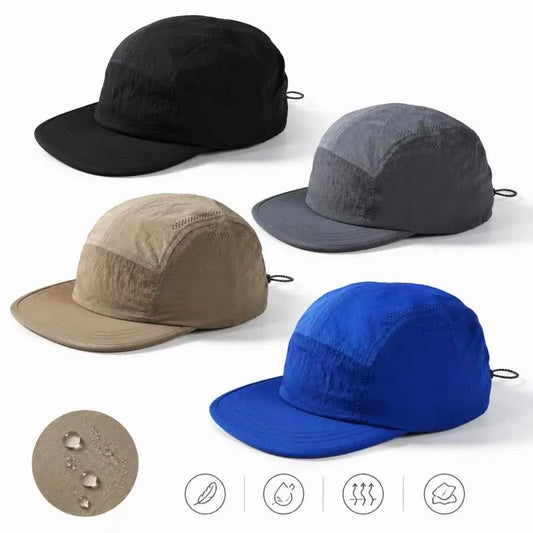 Water Resistant Quick Dry 5 Panel Baseball Hat Lightweight Breathable Sports Sun Caps For Men Women Drawstring Foldable Hats