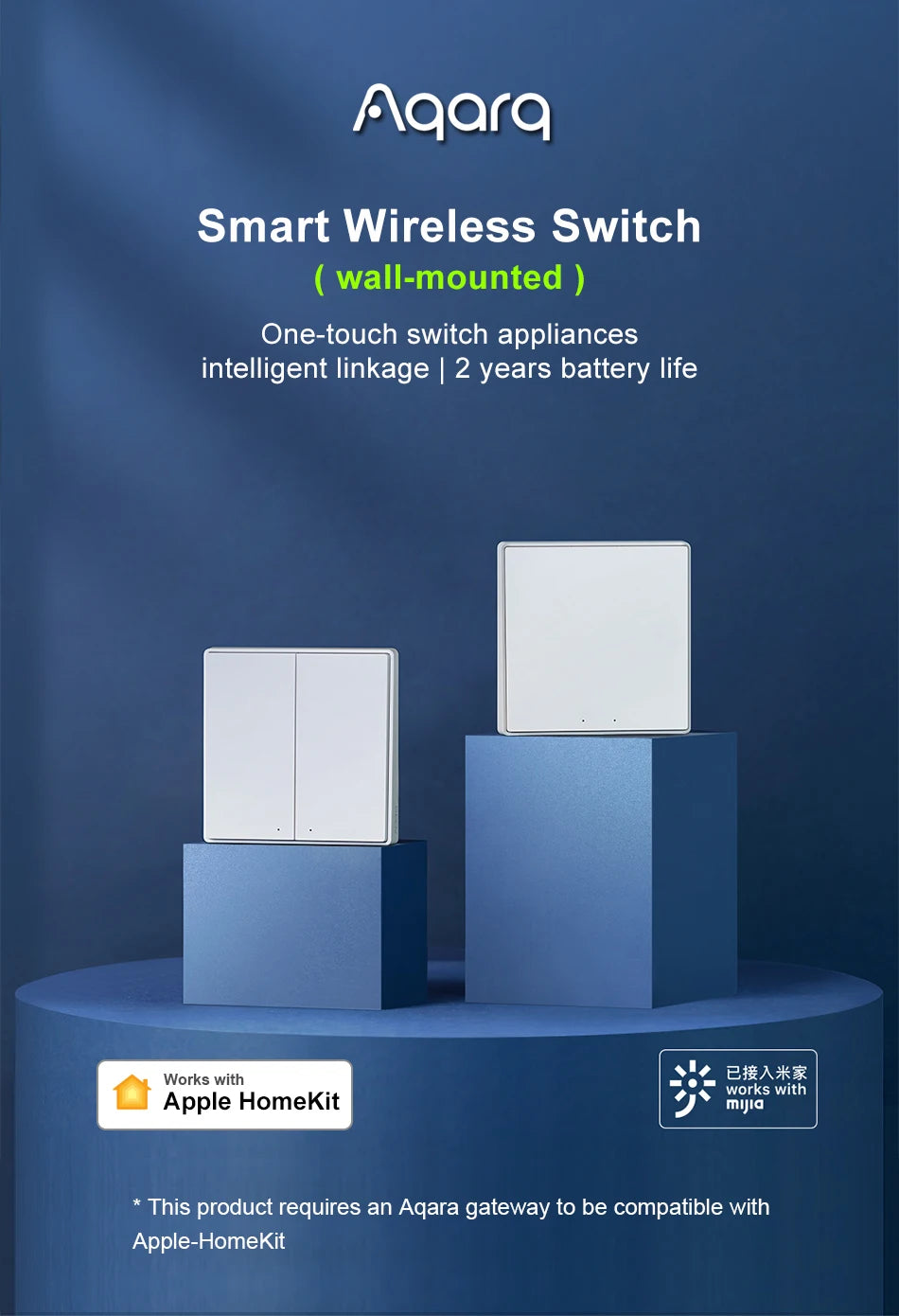 Aqara Smart Wall Wireless Switch D1 ZigBee Remote Control Key Light Switch Button For Mi home HomeKit APP